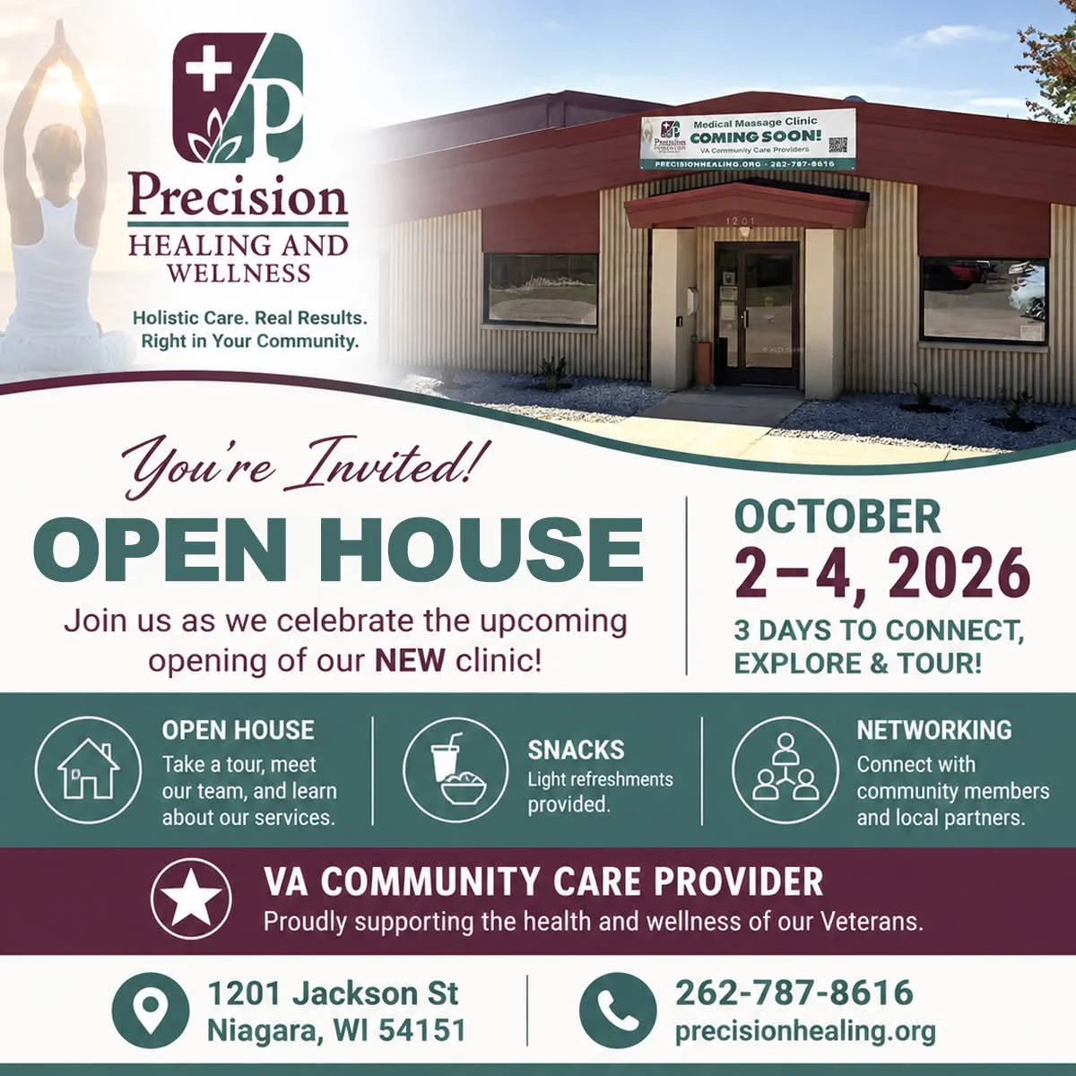 Precision and Wellness Healing - Niagra _ opening of new clinic flyer