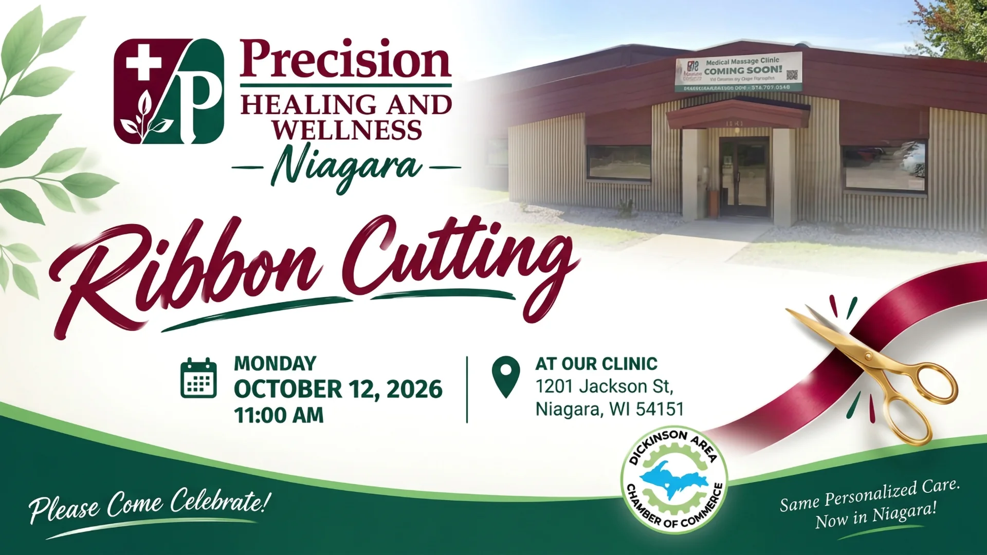 Precision and Wellness Healing - Niagra _ opening of new clinic flyer